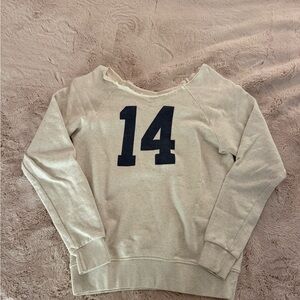 Creme “14” Brandy melville cut off the shoulder crew neck